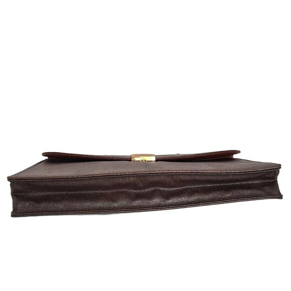 Auth ETRO - Dark Brown Beige Multi PVC Leather Business Bag - Picture 10 of 11